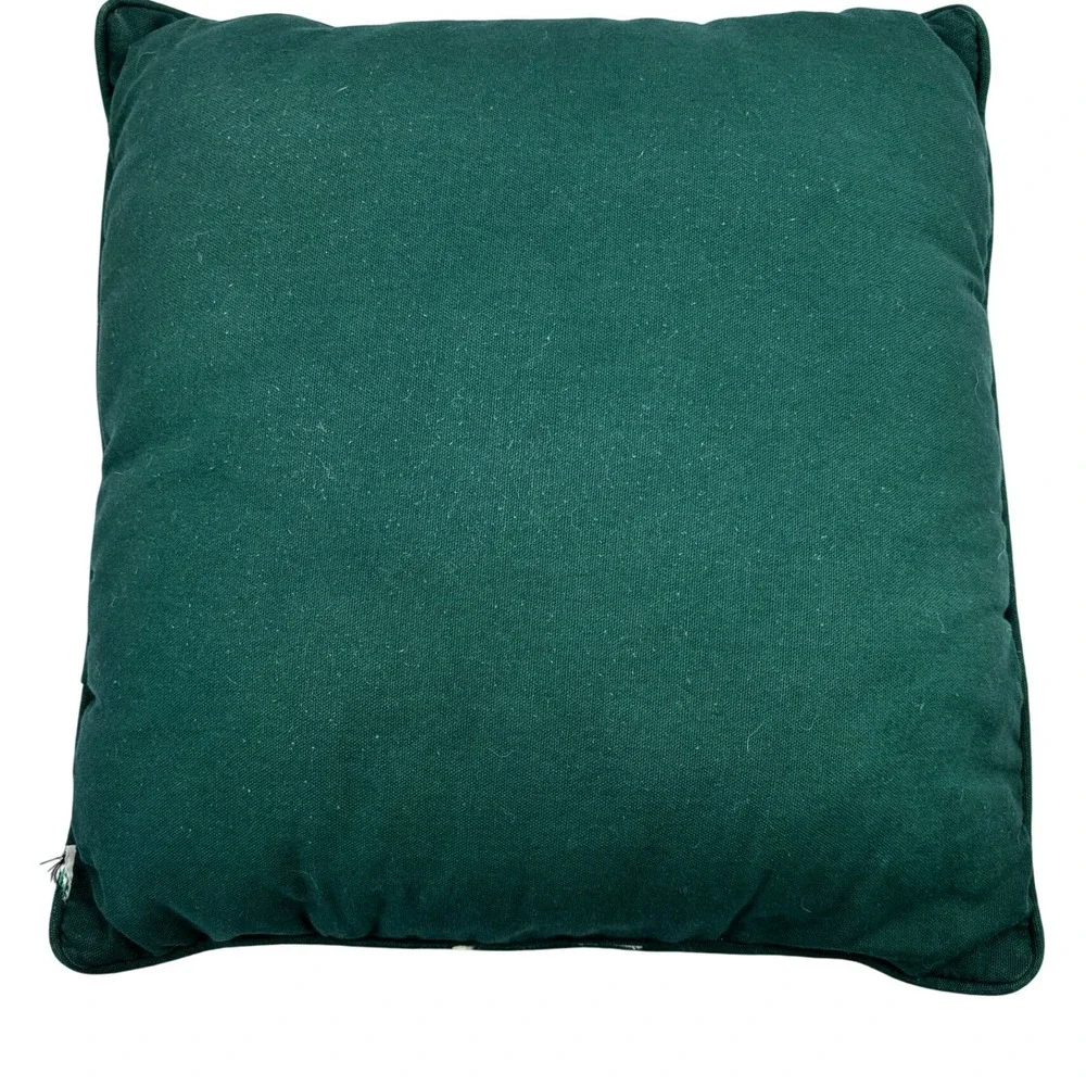Vintage‎ Christmas Teddy Bear Woven Tapestry Throw Pillows Set of 2 Green Back